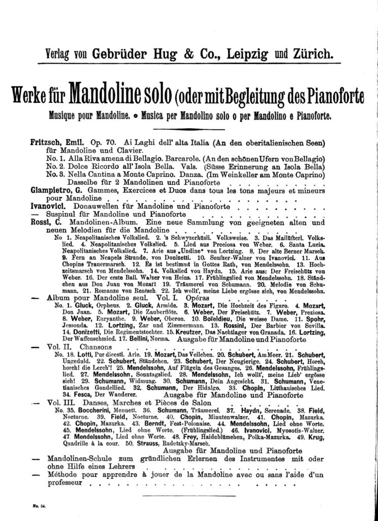 Carlo Rossi - Mandolinenschule (1893) - Rückseite mit Anzeigen